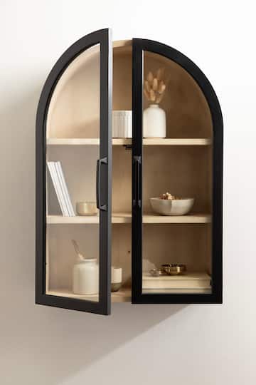 Kate and Laurel Arcott Arch Three Shelf Wall Cabinet